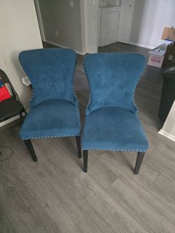 Teal Velvet Tufted Accent Chairs – Set of 2