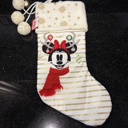 Disney Minnie Mouse Antler Striped Christmas 20” Stocking By St. Nicholas Square  