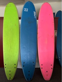 3  9’4” foam beginner surfboards