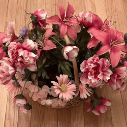 Basket of pink flowers