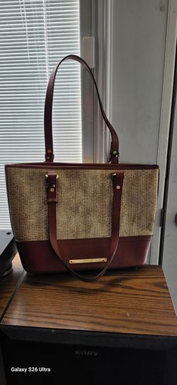 Vintage Brahmin Handbag Vivian Vineyard Leather Satchel Embossed Used