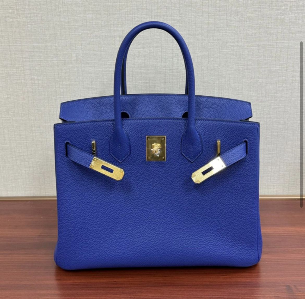 Hermès Bleu Electrique Evergrain Birkin 30 Bag Palladium