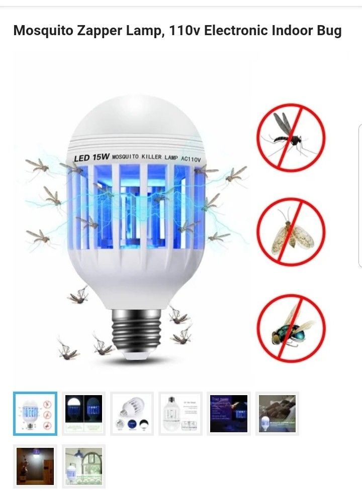 Mosquito Zapper Lamp, 110v Electronic Indoor Bug Zapper LED Light Bulb, Insect Killer Lamp for Outdoor Porch Patio, Garden