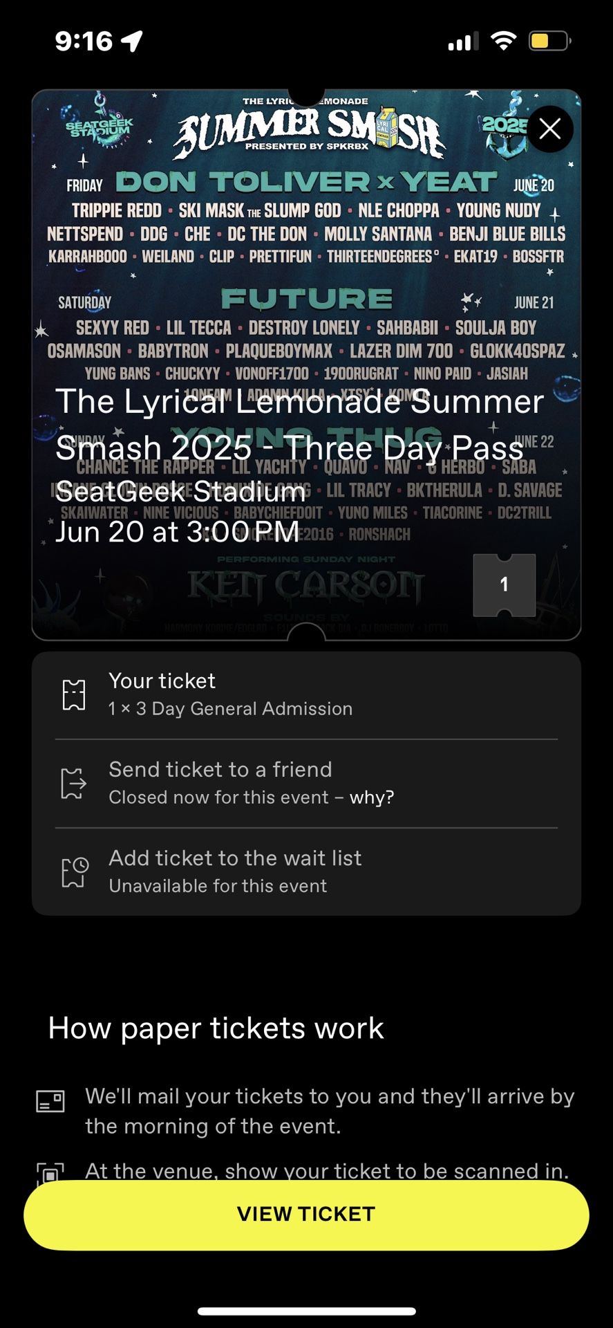 Summer Smash GA 3 Day Pass