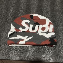 Supreme FW 25’ Big logo red camo beanie