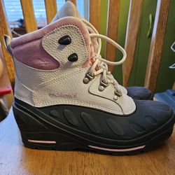 COLUMBIA BUGABOOTOO WHITE LEATHER PINK INSULATED LACE UP WINTER SNOW BOOTS

Womans Size 7 