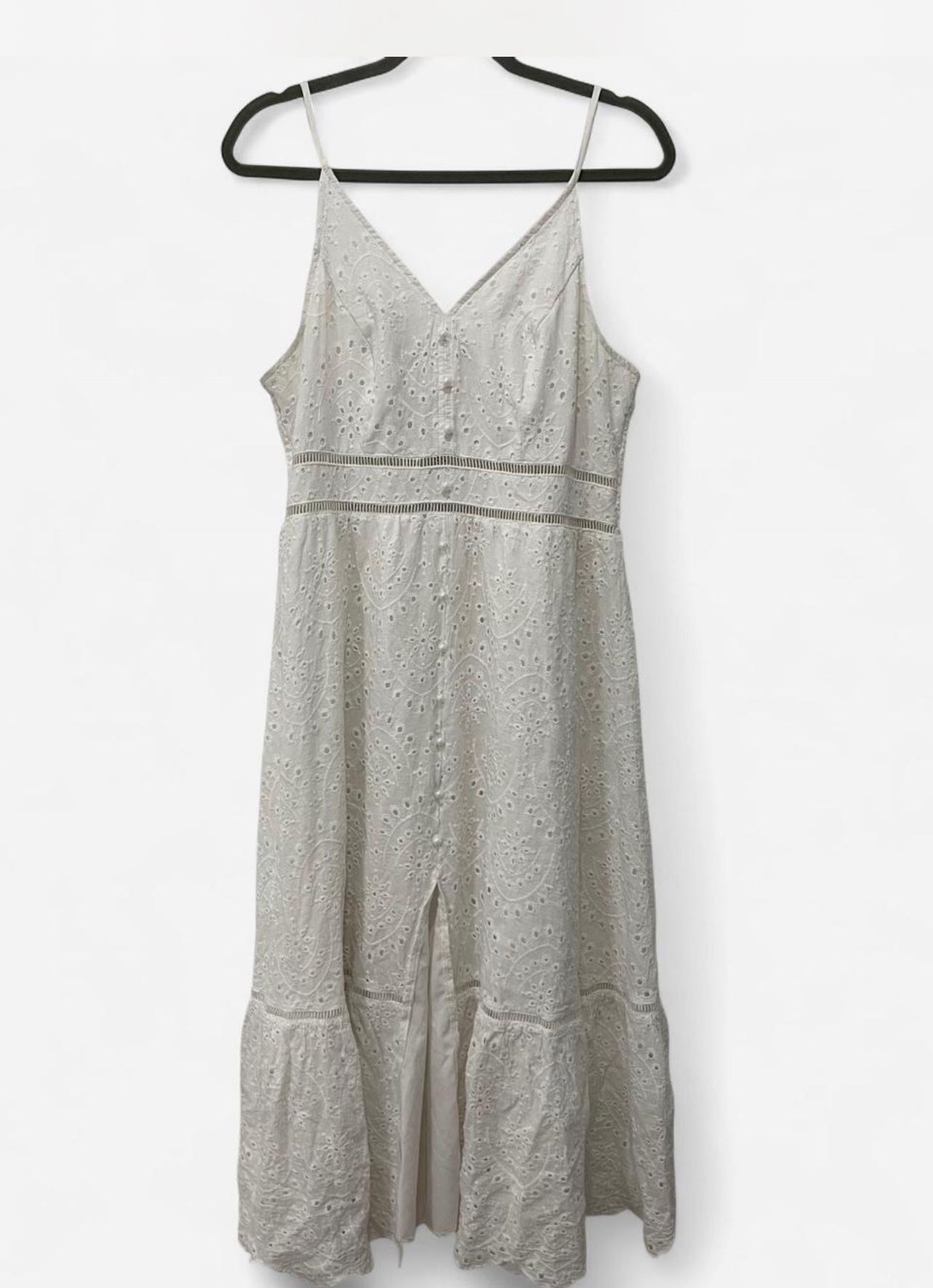 Womens Eyelet White Cami Maxi Dress Size XL