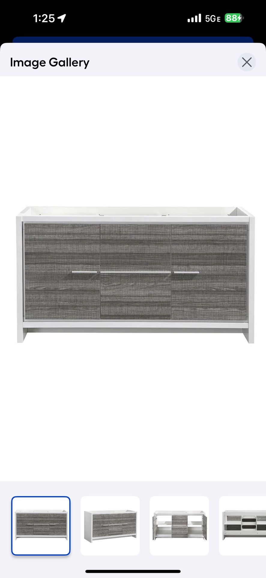 Allier Rio 60-in Ash Gray - DBL Bathroom Vanity Base Cabinet without Top