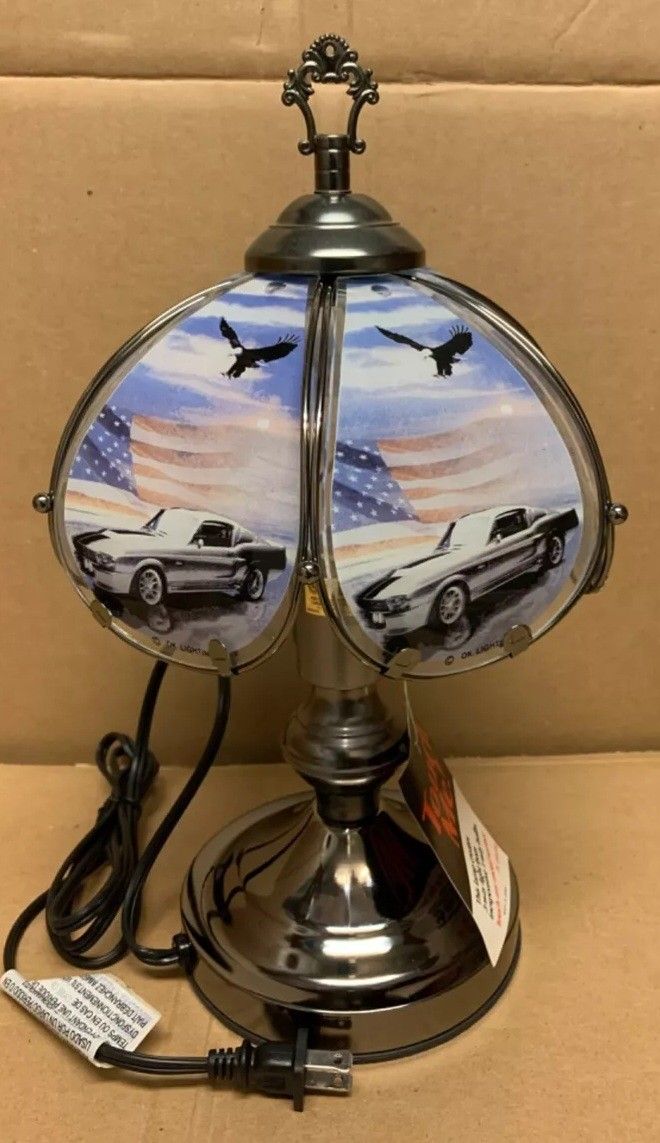 Mustang and eagle Touch Lamp 14 inch. Rare