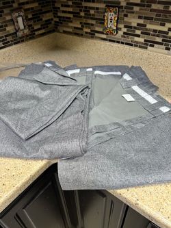 2 Panel Beautiful Gray Linen Style Blackout Curtains