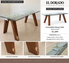 Extendable Glass Dining Table – Walnut