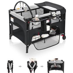 4 in 1 Baby Bassinet Bedside Crib with One-Hand Setup & Waterproof Mattress – ASTM-Certified Pack and