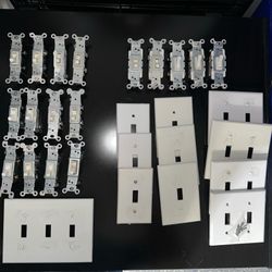 17 Used Light Switches + 11 Wall Plates (Various Sizes) – Great Condition