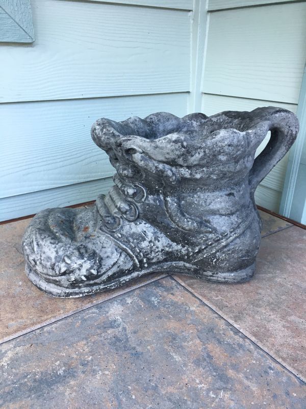 Heavy duty cement shoe planter for Sale in Everett, WA Heavy duty cement shoe planter for Sale in Everett, WA