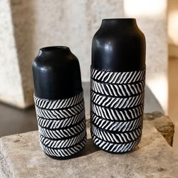 TERESA'S COLLECTIONS Black and White Boho Ceramic Vases