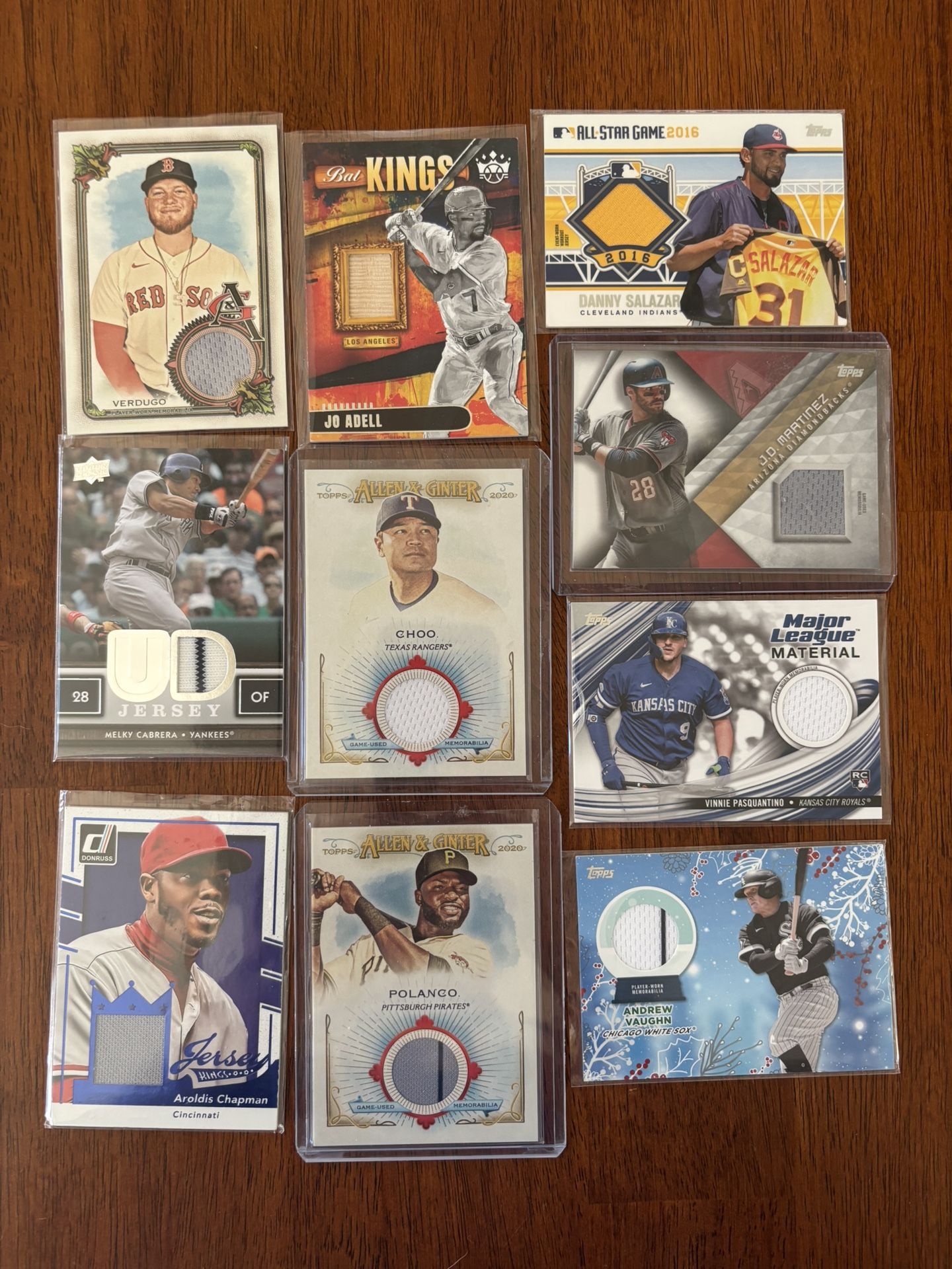(10) memorabilia, relic and game used baseball cards