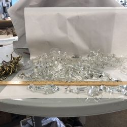 Lot Antique VTG Chandelier Crystal Prisms Strands Drops Replacements