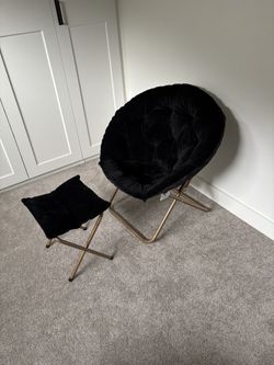 Faux Fur Saucer Chair w/ Ottoman