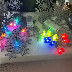 2 Sets Of 10 Battery Op Colorful Flowers & Dragon Flies Batteries NOT Included
