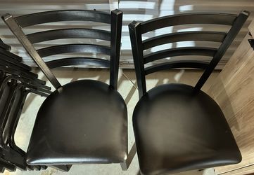 4 Hercules Black Metal Frame Vinyl Ladder Back Metal Chairs