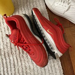 Red Nike Airmax & White Vans With Blueish Clear Gym Bottom