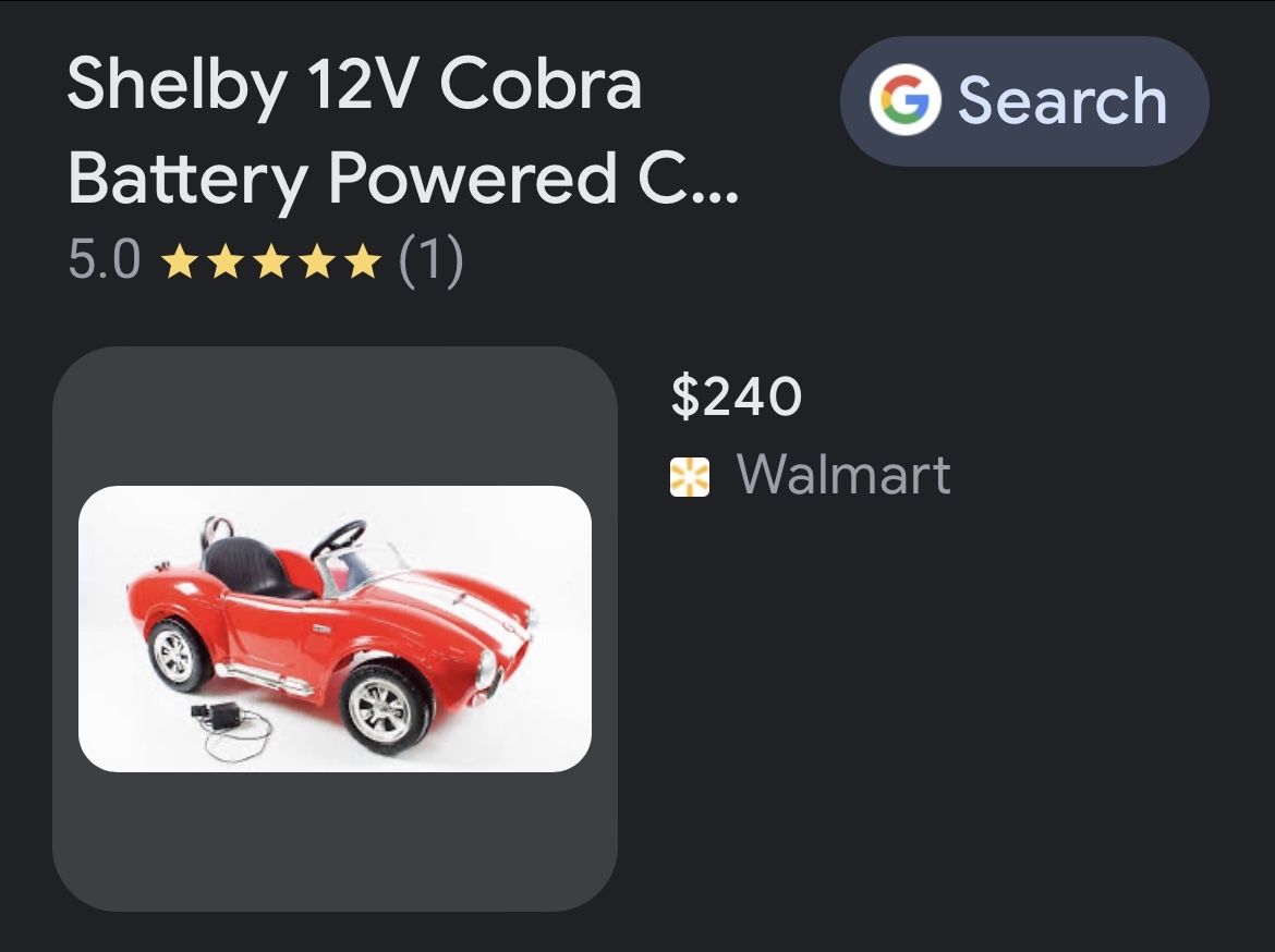Shelby cobra hotsell ride on 12v