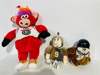 Vintage Chicago Bears Bulls Plush Lot NFL NBA Football Basketball 3 Toys
