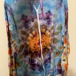 Tie Die Hoodie Zip Up Shirt 