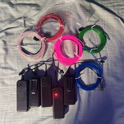 El Wire 5 Pack, 9ft Neon Light with Battery Pack (Red, Blue, Pink, Green, White) for Halloween Decorations DIY Costume