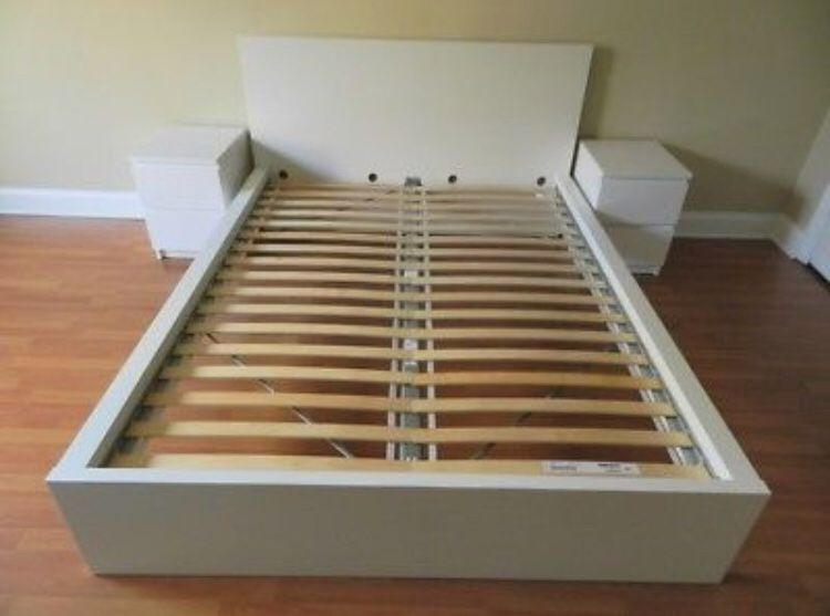 IKEA Queen Malm storage bed white - 1 yr old