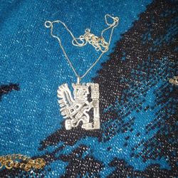 Aztec Eagle Warrior Charm W Necklace