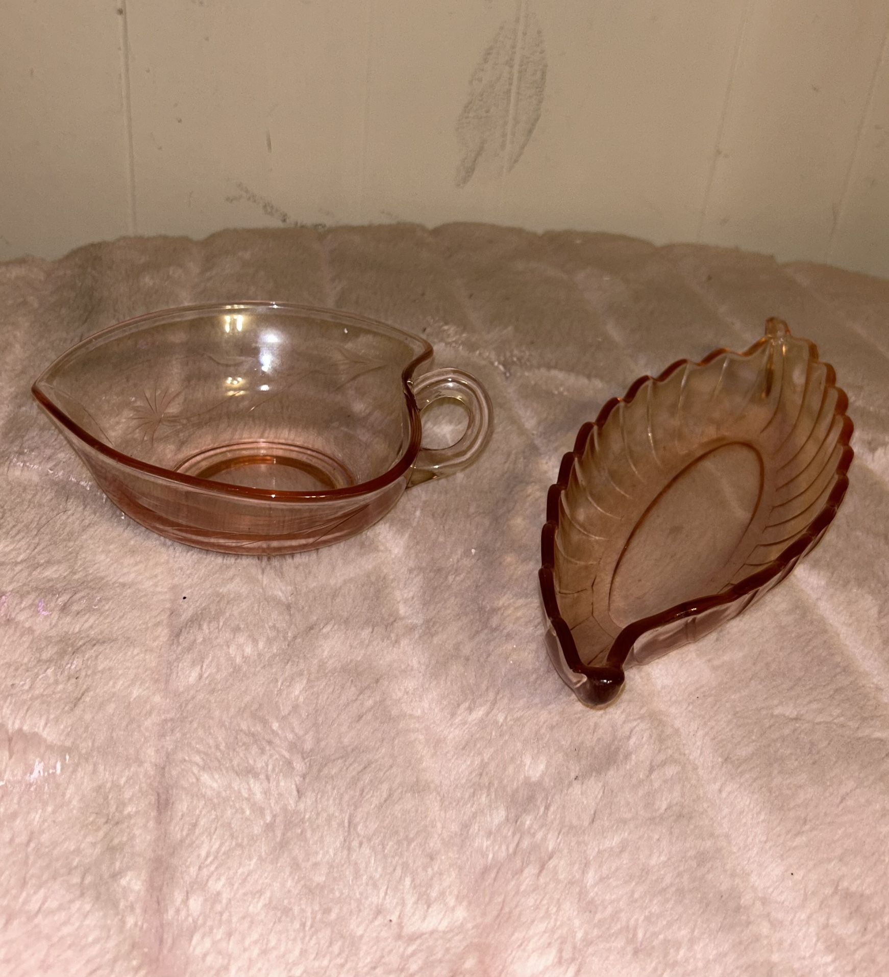 Pair of Vintage Pink Glass Dishes