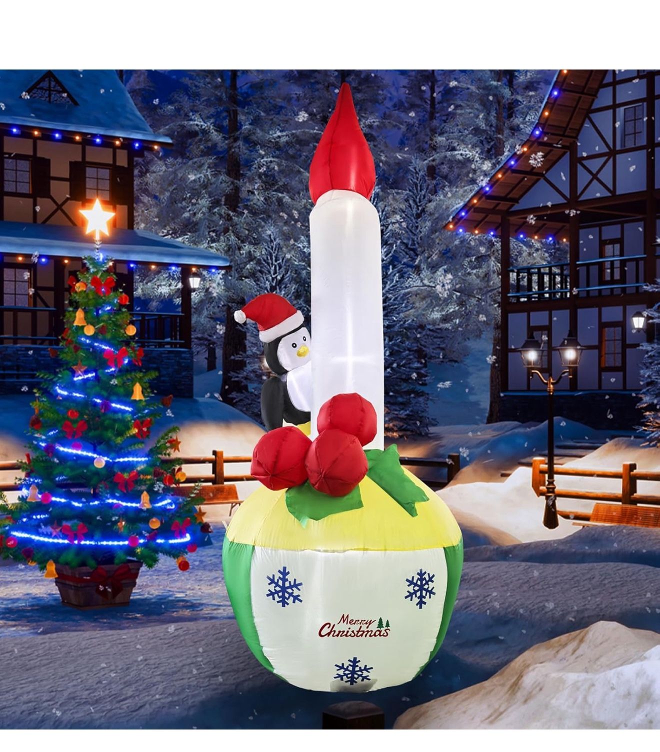 8 Foot Christmas Inflatable Outdoor Decoration, Blowup Bubble Penguin