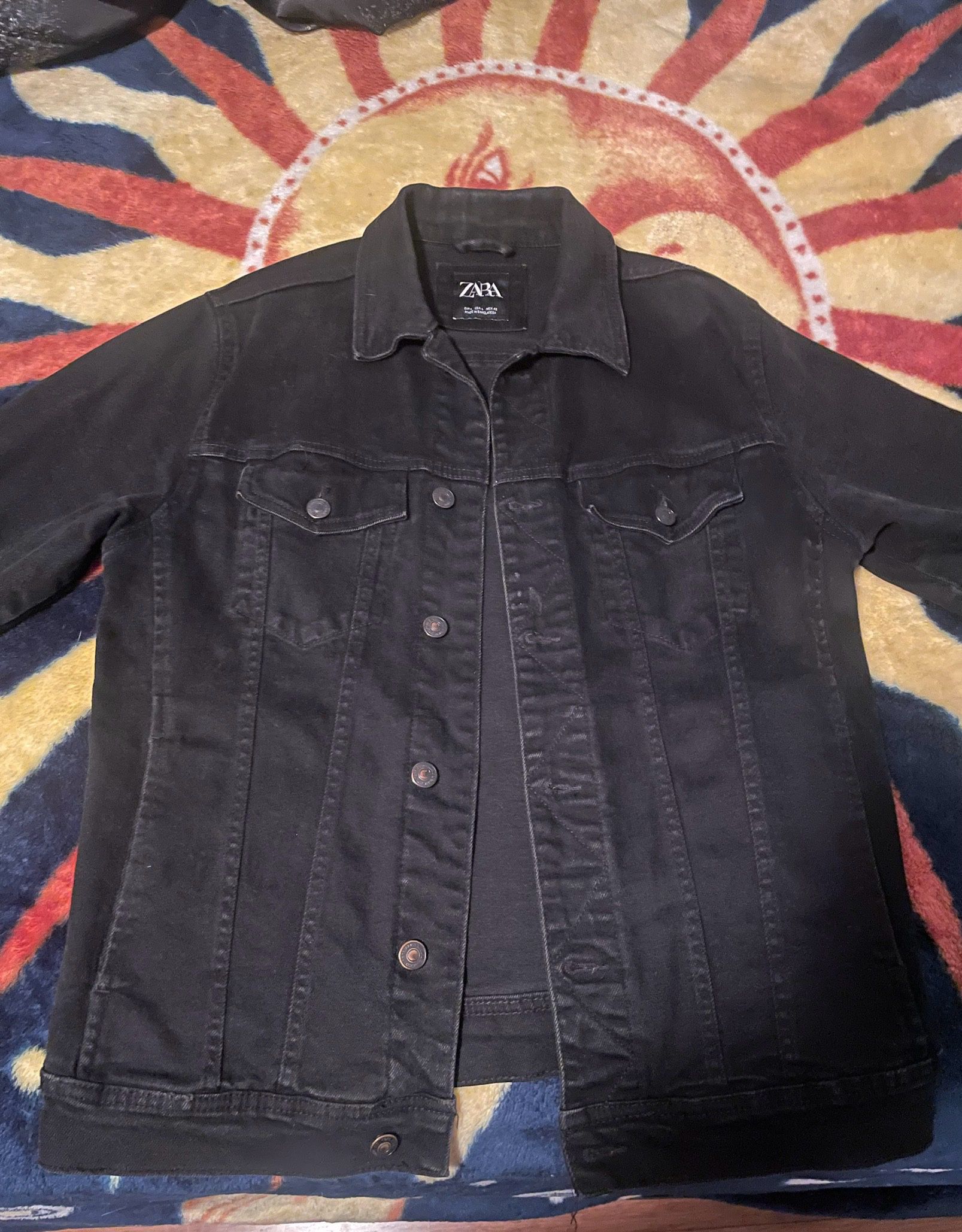 Zara Black Jean Jacket Size Large