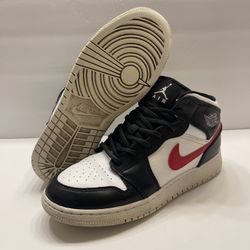 Nike Air Jordan Retro 1 Mid Multi-color Swoosh Sneaker GS Size 6.5Y