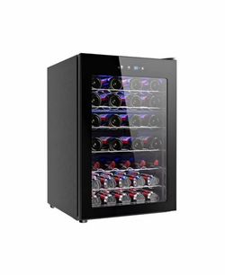 20.3 in. Single Zone 45-Wine Bottles Beverage and Wine Cooler Wine Cooler in Black