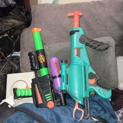 *THEY WORK! RARE 1990s NERF EXPAND A BLAST HYPER SIGHT + SUPER BURSTER "RAPPN FIRE" SUPER SOAKER TYPE WATER GUN ALL 2/ BOTH TOGETHER 4 $30 CHEAP!!!
