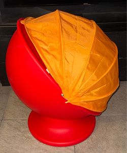 Ikea PS Lomsk Swivel Red & Orange Egg Pod Armchair