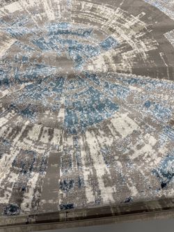 Abstract Area Rug Gray Blue Ivory