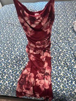 Burgundy Floral Sleeveless Midi Dress