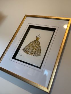 Christy Lea Framed Gold Dress Fashion Illustration