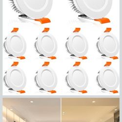 2 Inch LED Downlight, 3W Recessed Lighting Dimmable Ceiling Light Kit, 3000K Warm White, CRI80 LED Can Lights with Driver(35W Halogen Equivalent), 10 