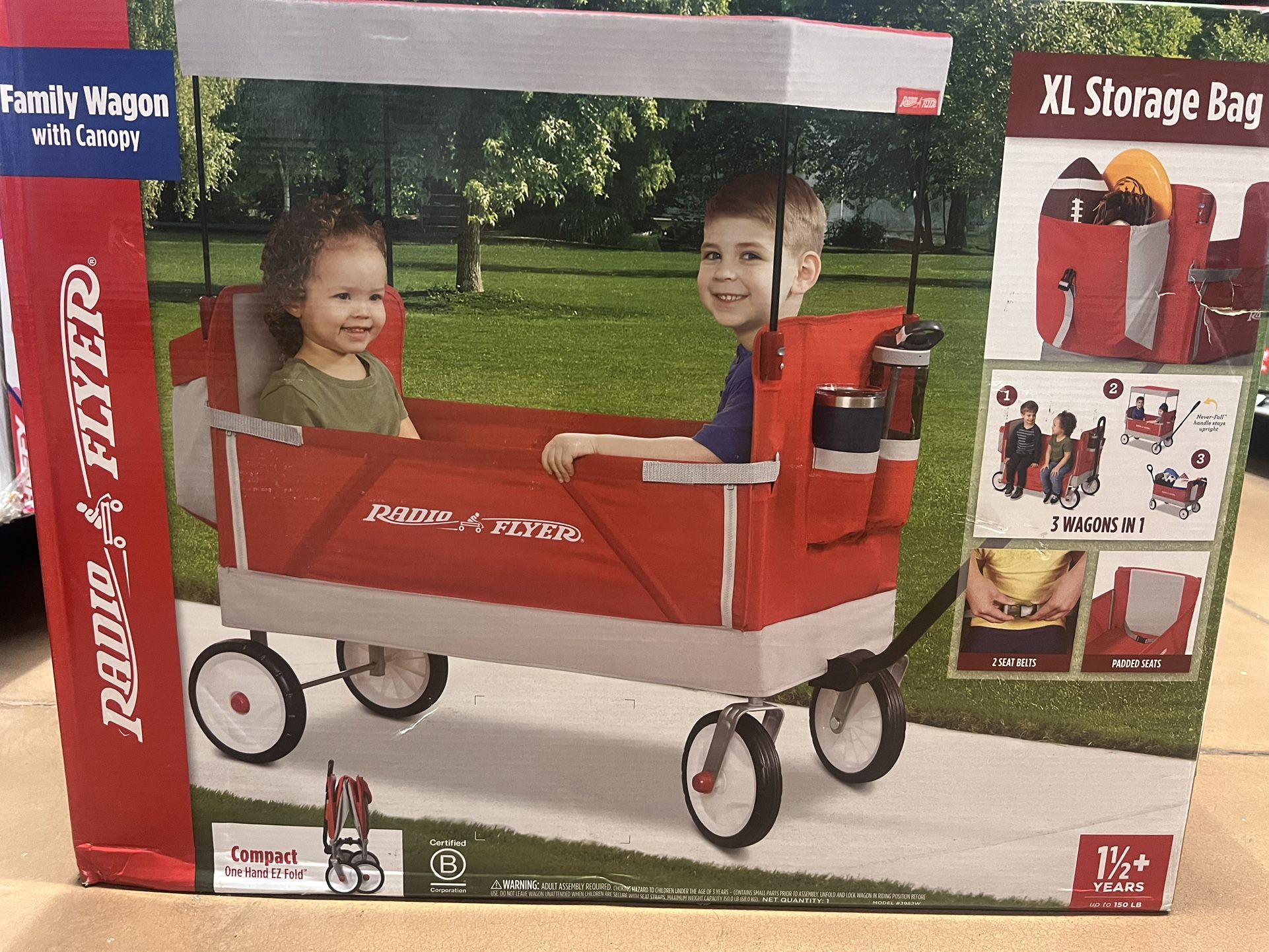 NEW- Radio Flyer Family Wagon With Canopy