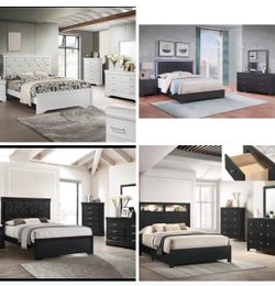 4- Pc Bedroom set Dresser,Mirror  Nightstand (1) Queen size bed frame  Not including Mattress and Box Sp