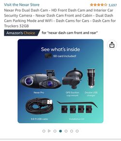 Nexar Pro Dual Dash Cam - HD Front Dash Cam and Interior Car Security Camera - Nexar Dash Cam Front and Cabin - Dual Dash Cam Parking Mode and WiFi 