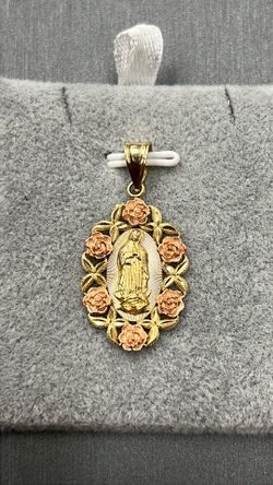 Virgin Mary Women’s 14K Yellow / Rose Gold Oval Pendant