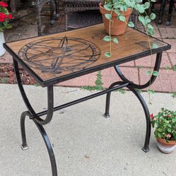 Unique Wrought Iron Wood & Accent Occasional Table 