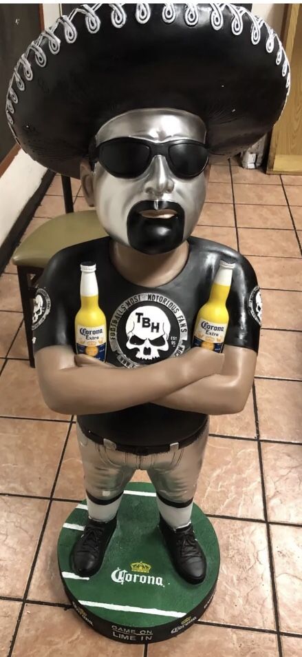 Raiders Corona Senor Raiders Fan 4’ NFL RARE Bobble Head