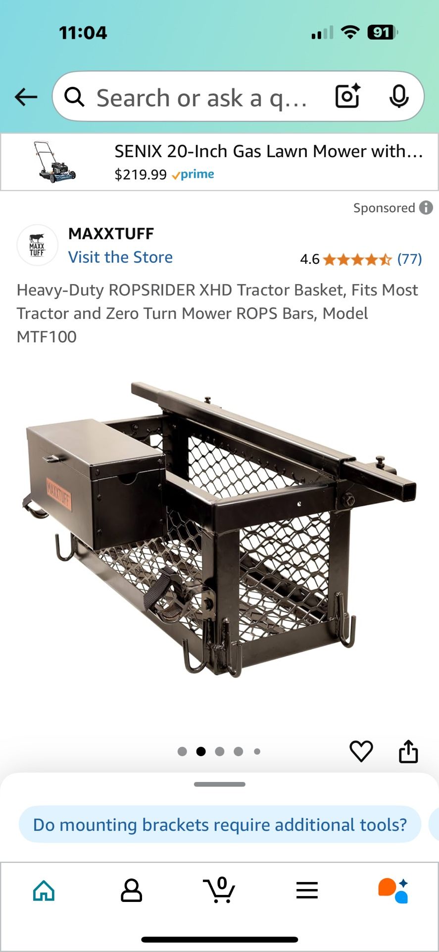 Heavy Duty Tractor Basket,Universal-Fitting Tractor Tool Box Accessories,24x10x10in Tractor Basket Attachment Fits Most Tractor and Zero Turn Mower,Bl
