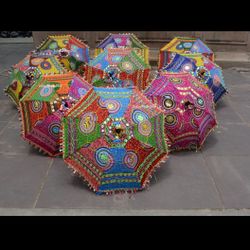 5 Pc Mix Lot Indian Wedding Umbrella Handmade Umbrella Decorations Parasols Cotton Umbrellas